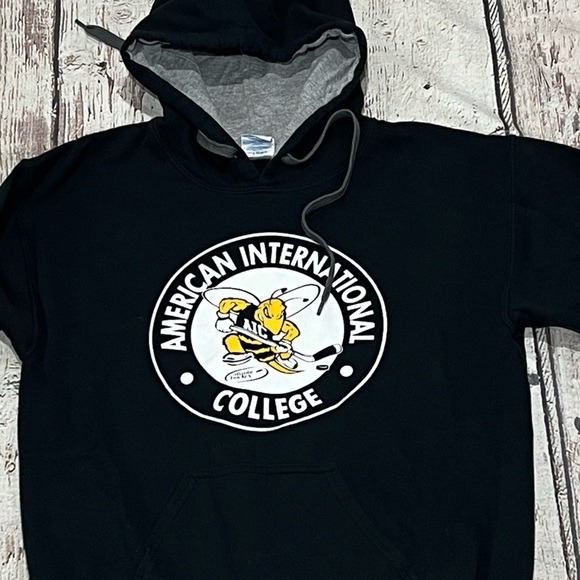 American International College Hockey Yellow Jackets Hoodie Sports Sweatshirt - Picture 2 of 5